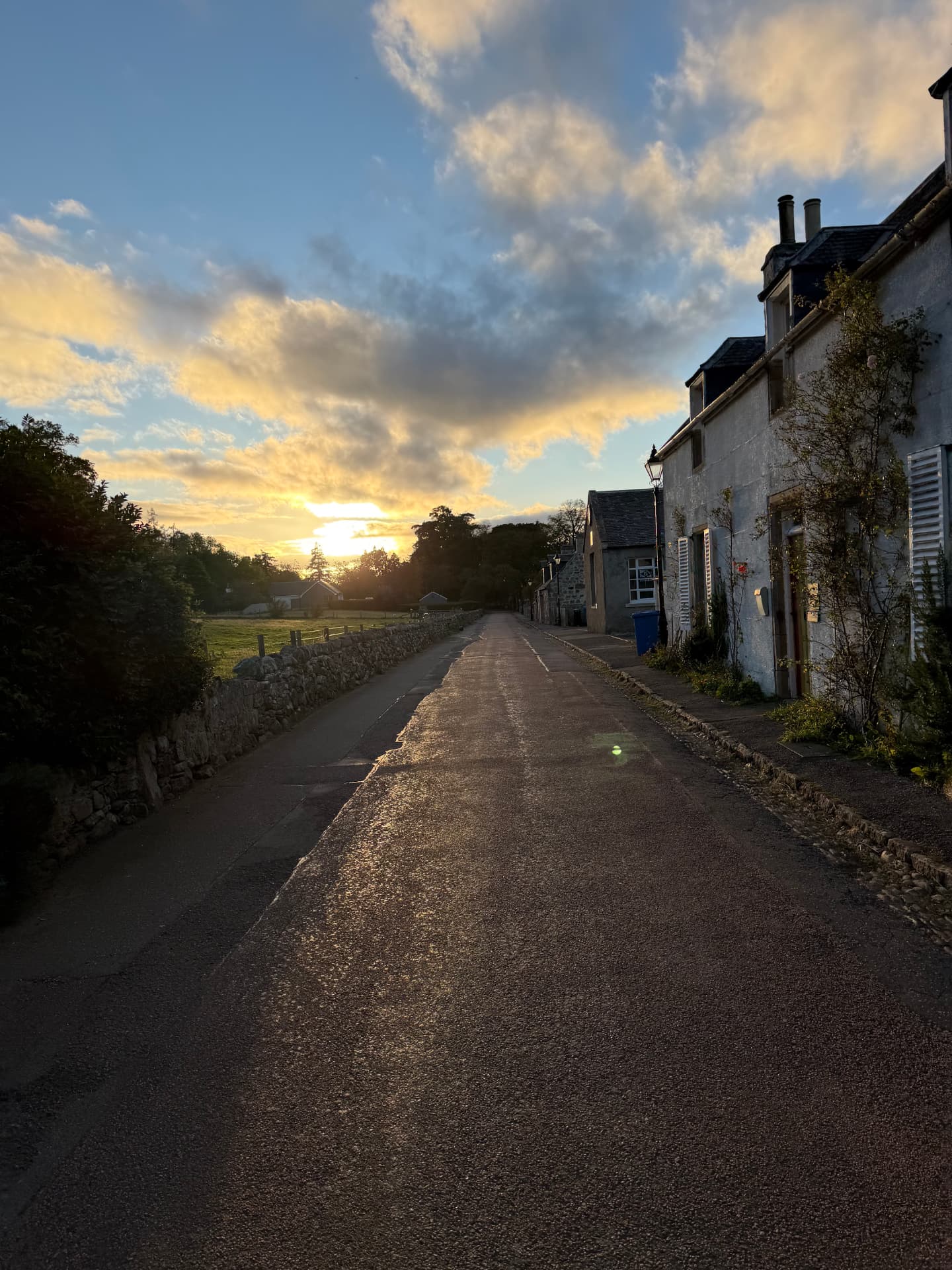 Sunset over a quiet street near Nairn